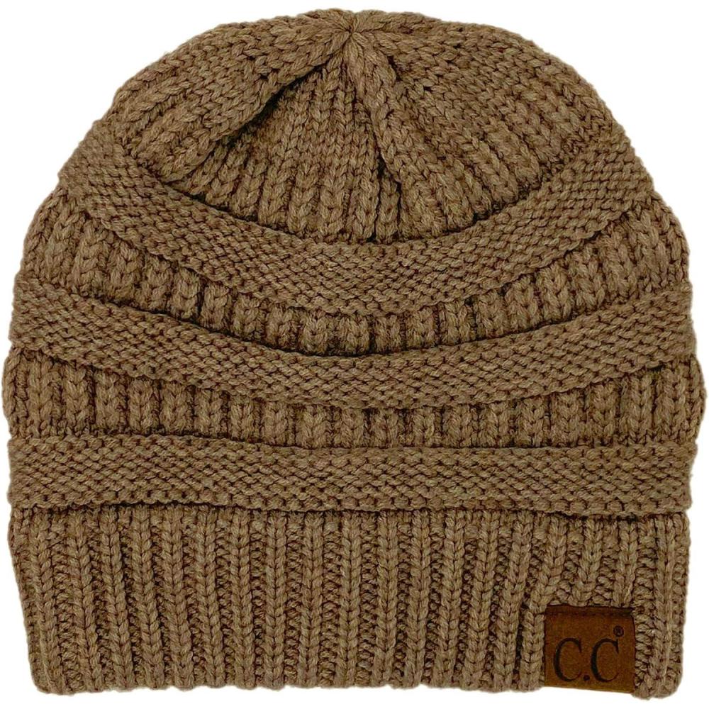 imageCC Classic Winter Fall Trendy Chunky Stretchy Cable Knit Beanie HatSnuggly Soft Taupe Mix