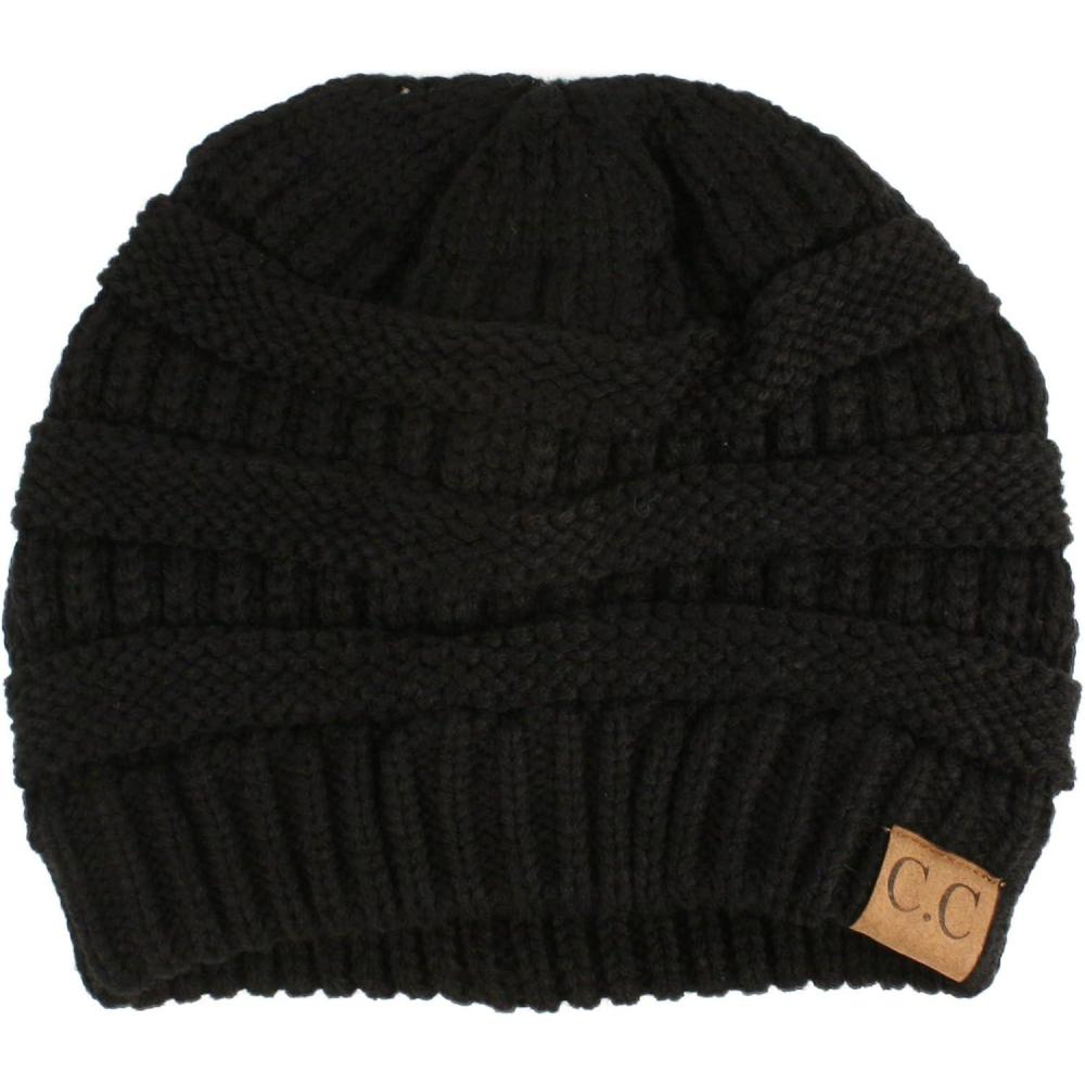 imageCC Classic Winter Fall Trendy Chunky Stretchy Cable Knit Beanie HatSolid Black