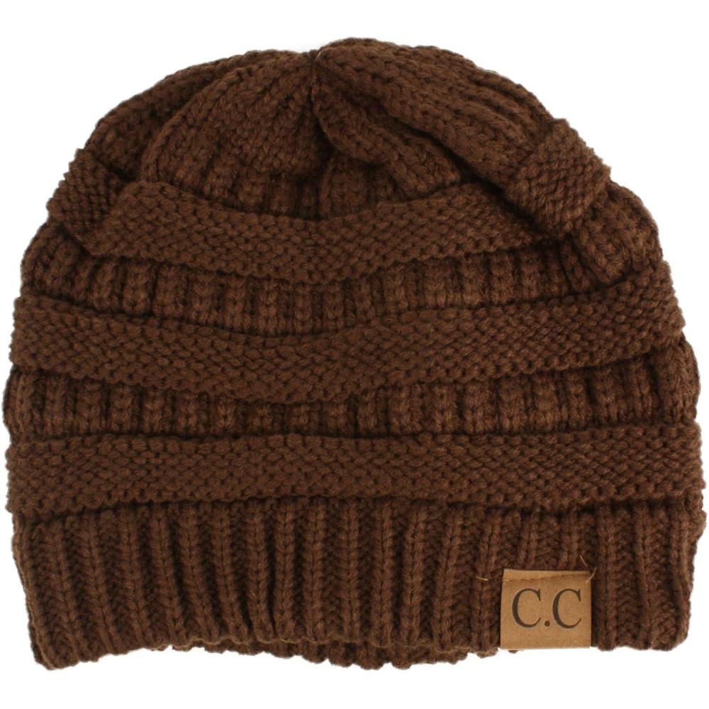 imageCC Classic Winter Fall Trendy Chunky Stretchy Cable Knit Beanie HatSolid Brown