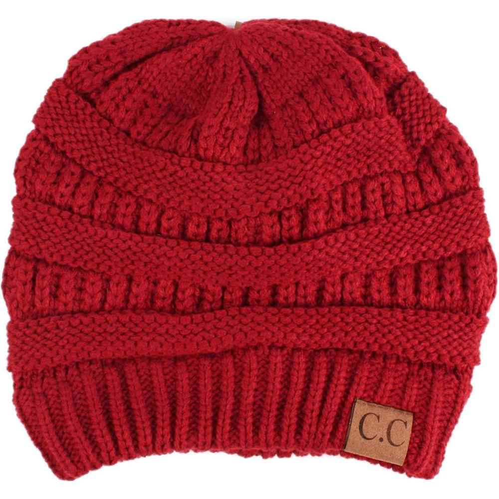 imageCC Classic Winter Fall Trendy Chunky Stretchy Cable Knit Beanie HatSolid Burgundy
