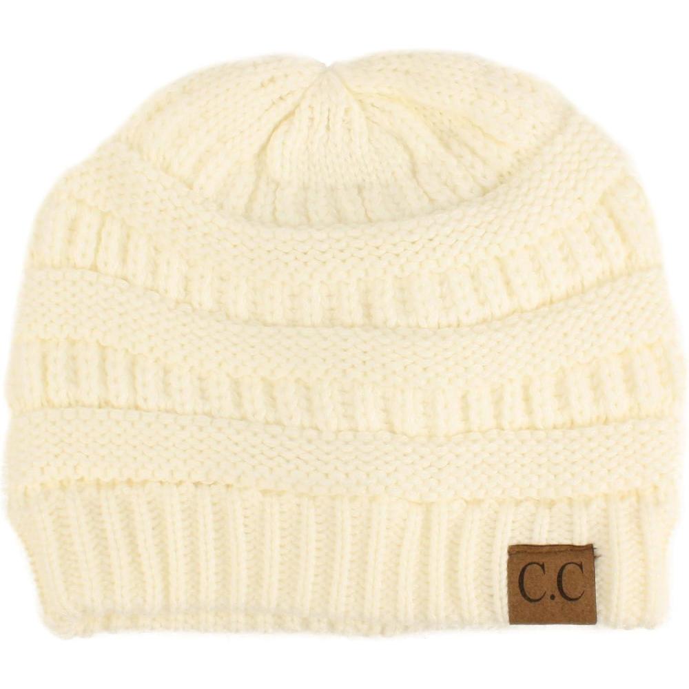 imageCC Classic Winter Fall Trendy Chunky Stretchy Cable Knit Beanie HatSolid Ivory