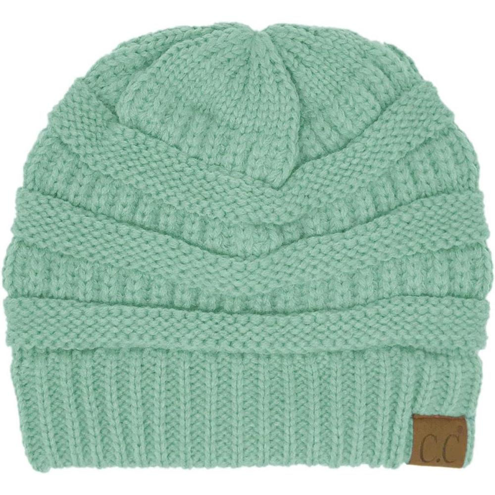 imageCC Classic Winter Fall Trendy Chunky Stretchy Cable Knit Beanie HatSolid Pale Mint