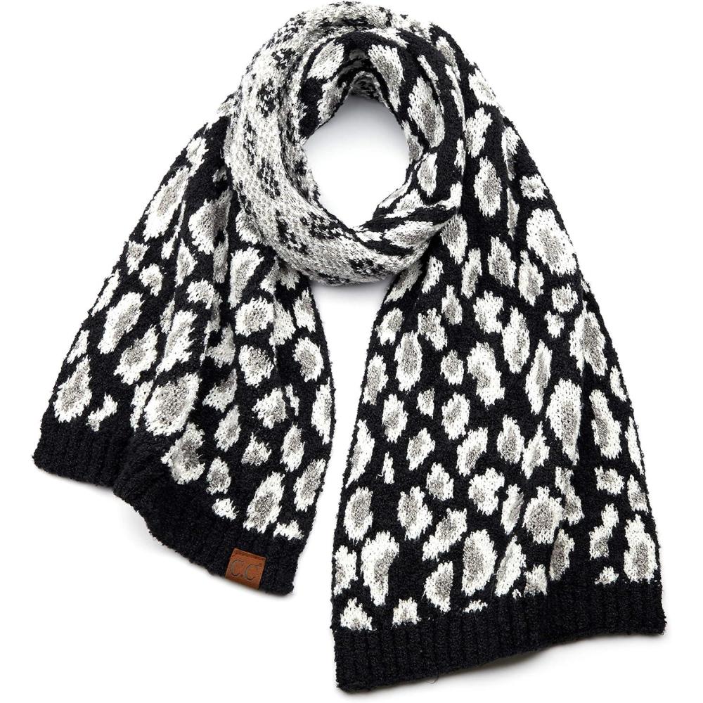imageCC Exclusives Soft Beanie hat with Leopard Pattern and Fur PomHAT7001SF7001Black Knit