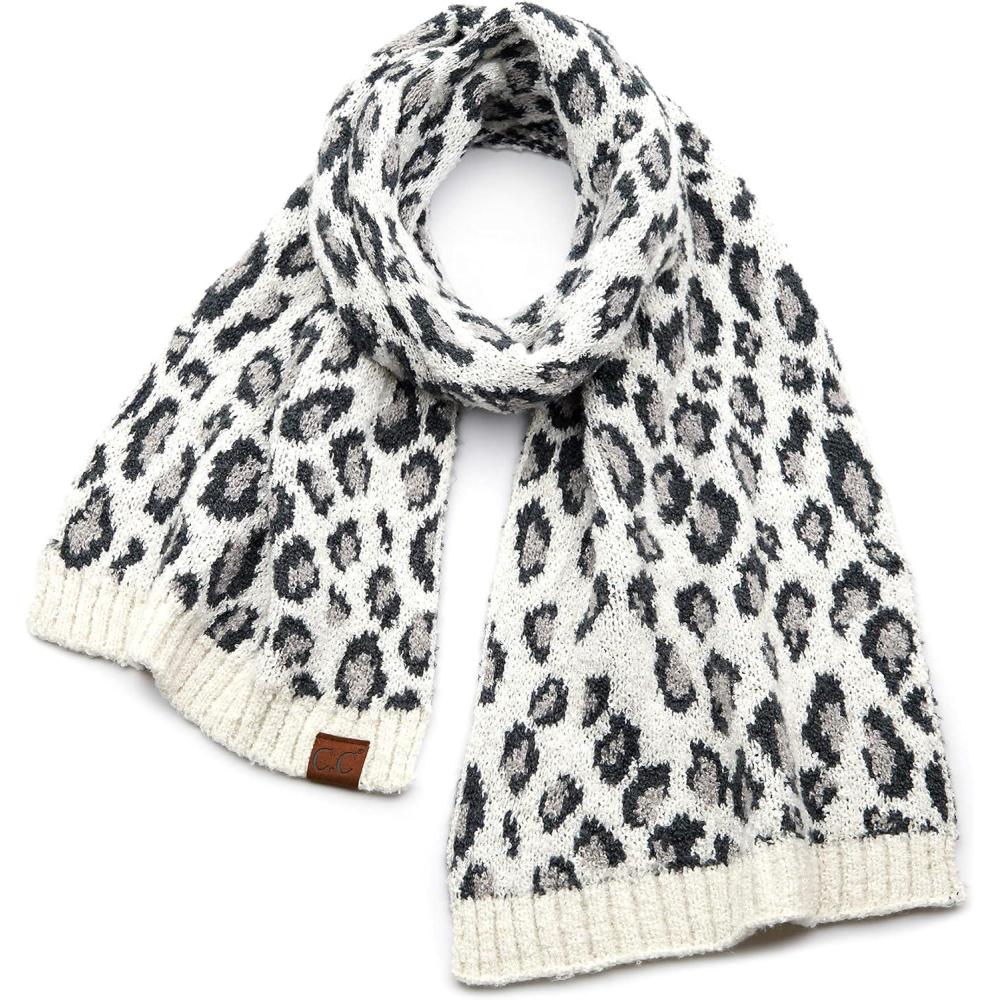 imageCC Exclusives Soft Beanie hat with Leopard Pattern and Fur PomHAT7001SF7001Ivoryknit