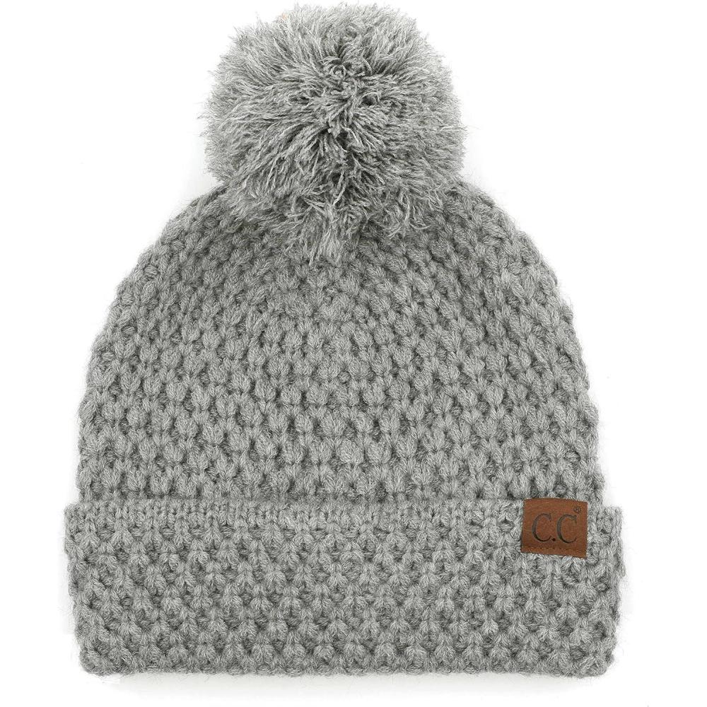imageCC Exclusives Womens Winter Seed Stitched Confetti Pom Beanie Hat HAT1816HAT2214HAT2085HAT3841Bee Stitch Patternlt Mel Grey