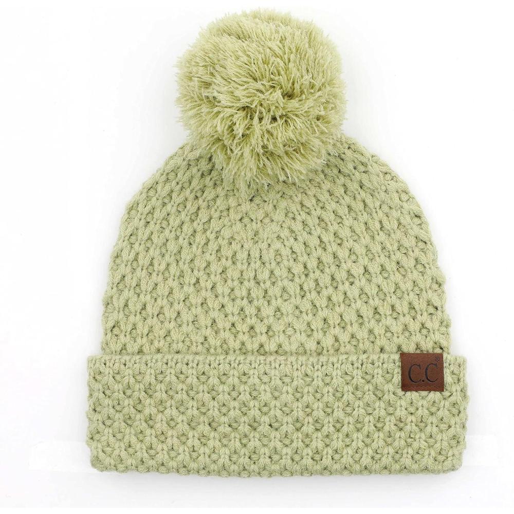 imageCC Exclusives Womens Winter Seed Stitched Confetti Pom Beanie Hat HAT1816HAT2214HAT2085HAT3841Bee Stitch Patternwinter Lime