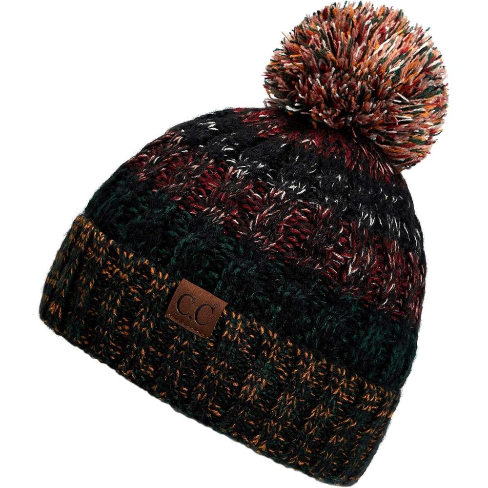 imageCC Exclusives Womens Winter Seed Stitched Confetti Pom Beanie Hat HAT1816HAT2214HAT2085HAT3841Hunter Green