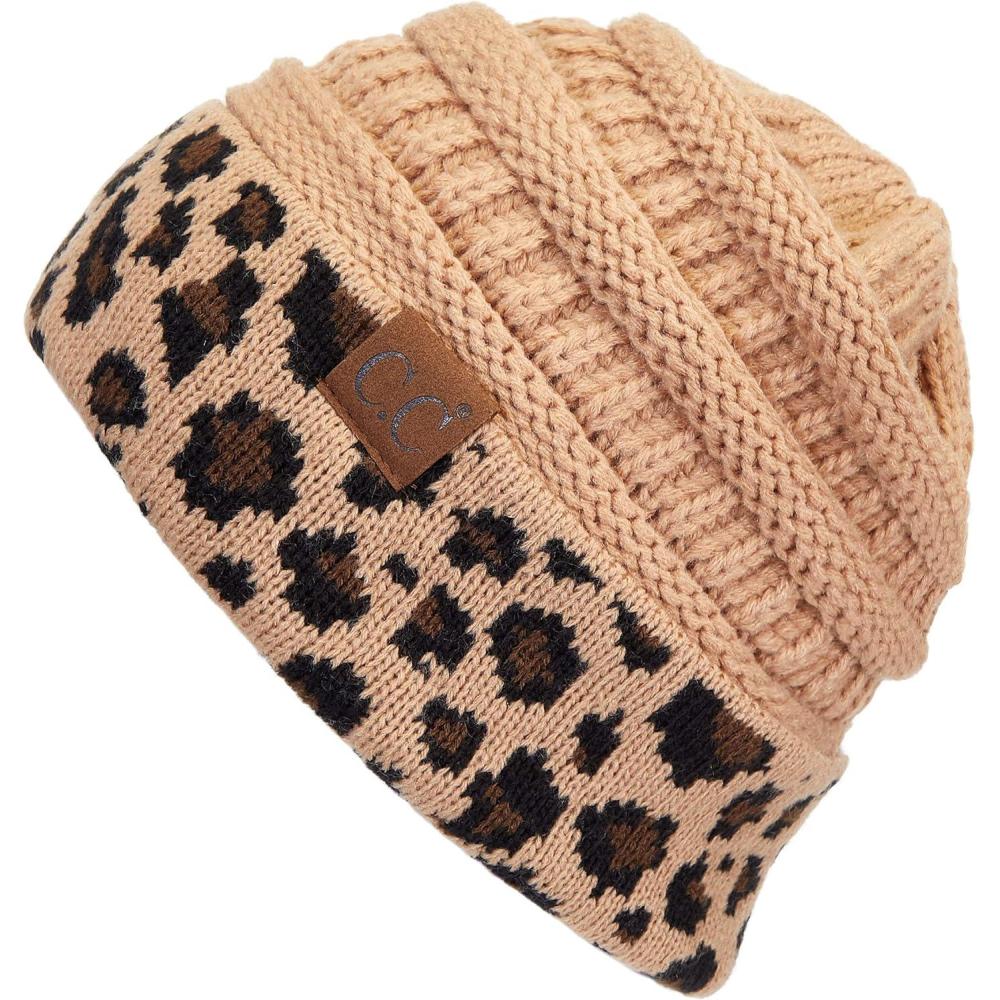 imageCC Hatsandscarf CC Exclusives Solid Color Beanie Tail Hat0 Leopard Camel