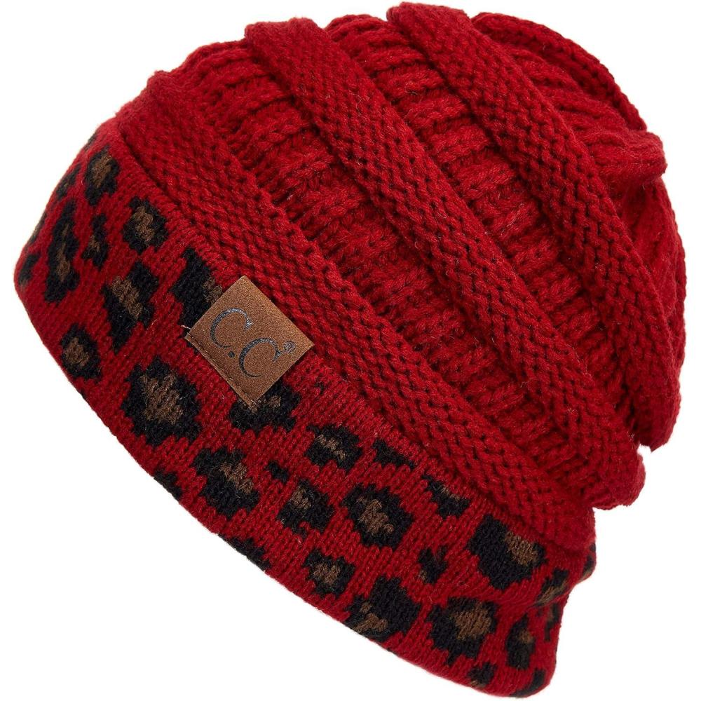 imageCC Hatsandscarf CC Exclusives Solid Color Beanie Tail Hat0 Leopard Red