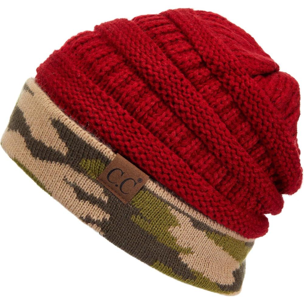 imageCC Hatsandscarf CC Exclusives Solid Color Beanie Tail Hat1 CamoRed