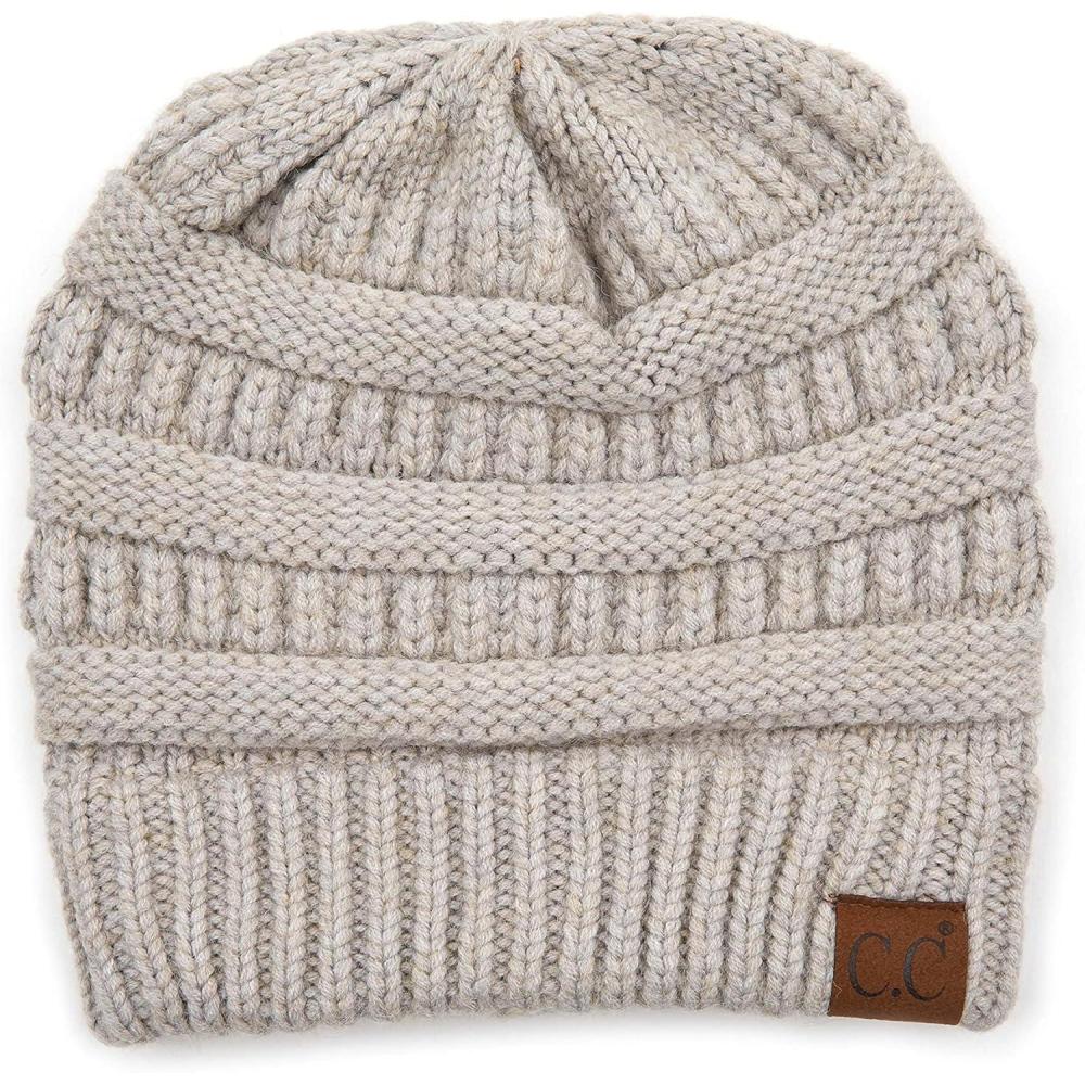 imageCC Hatsandscarf CC Exclusives Solid Color Beanie Tail HatYarnwarm Grey Mix