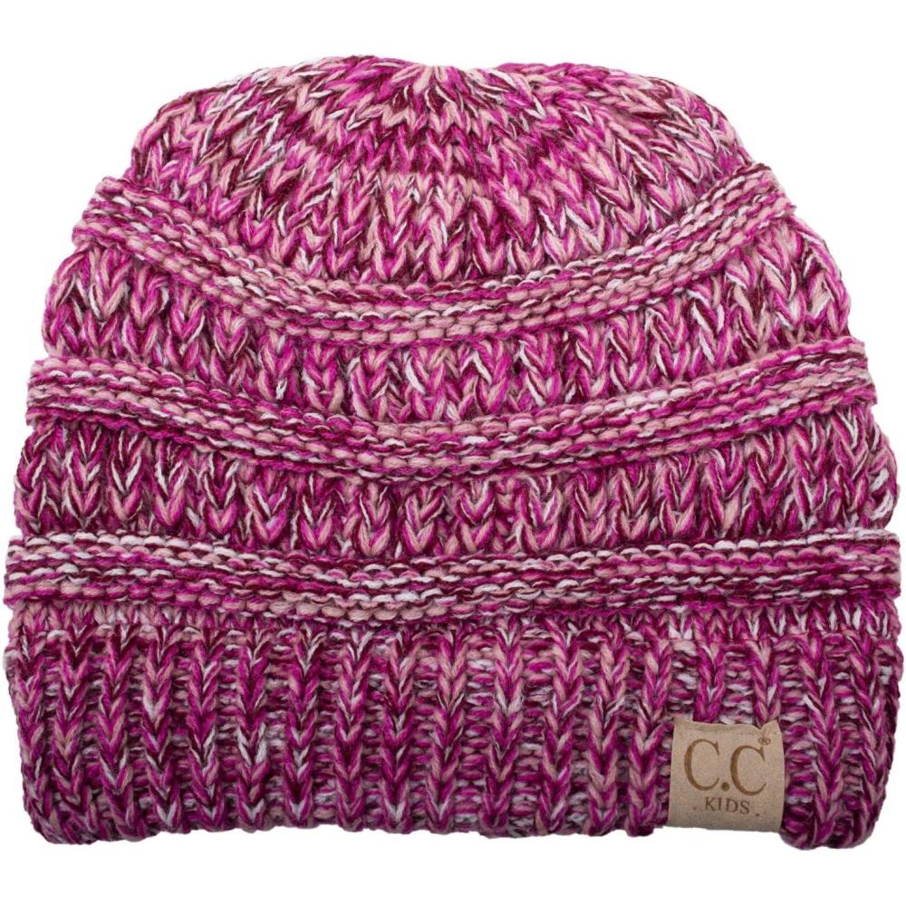 imageCC Hatsandscarf Kids Beanie Ages 25 Warm Chunky Thick Stretchy Knit Slouch Beanie Skull Hats YJ847KIDSPink Mix