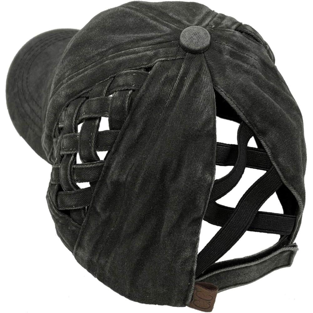 imageCC Kids 25 Ponytail Messy Buns Ponycaps Baseball Visor Cap HatBlack