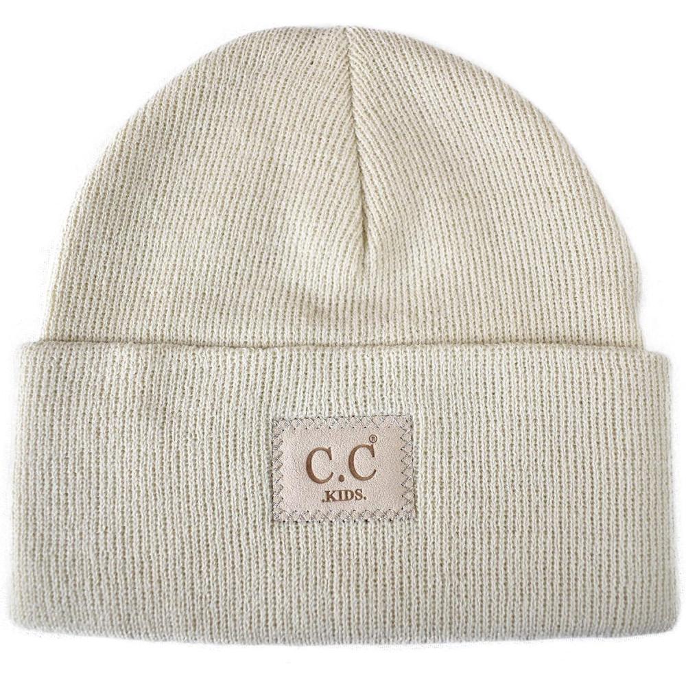 imageCC Kids Childrens Winter Knit Plain Cuff Skull Cap Beanie HatBeige