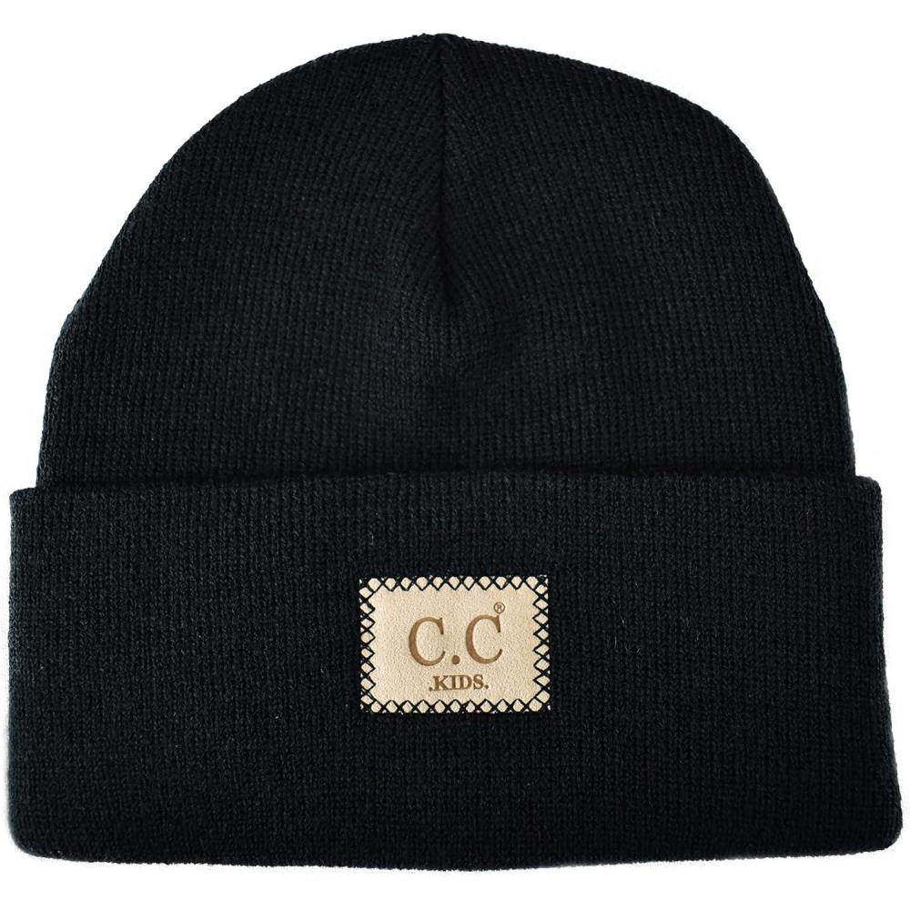 imageCC Kids Childrens Winter Knit Plain Cuff Skull Cap Beanie HatBlack