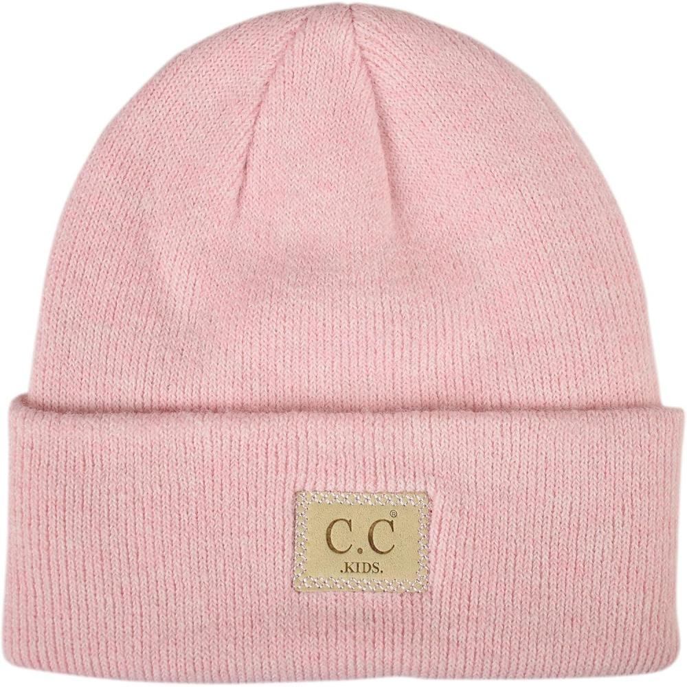 imageCC Kids Childrens Winter Knit Plain Cuff Skull Cap Beanie HatHeather Classic Pink
