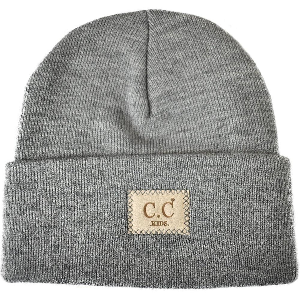 imageCC Kids Childrens Winter Knit Plain Cuff Skull Cap Beanie HatLight Melange Gray