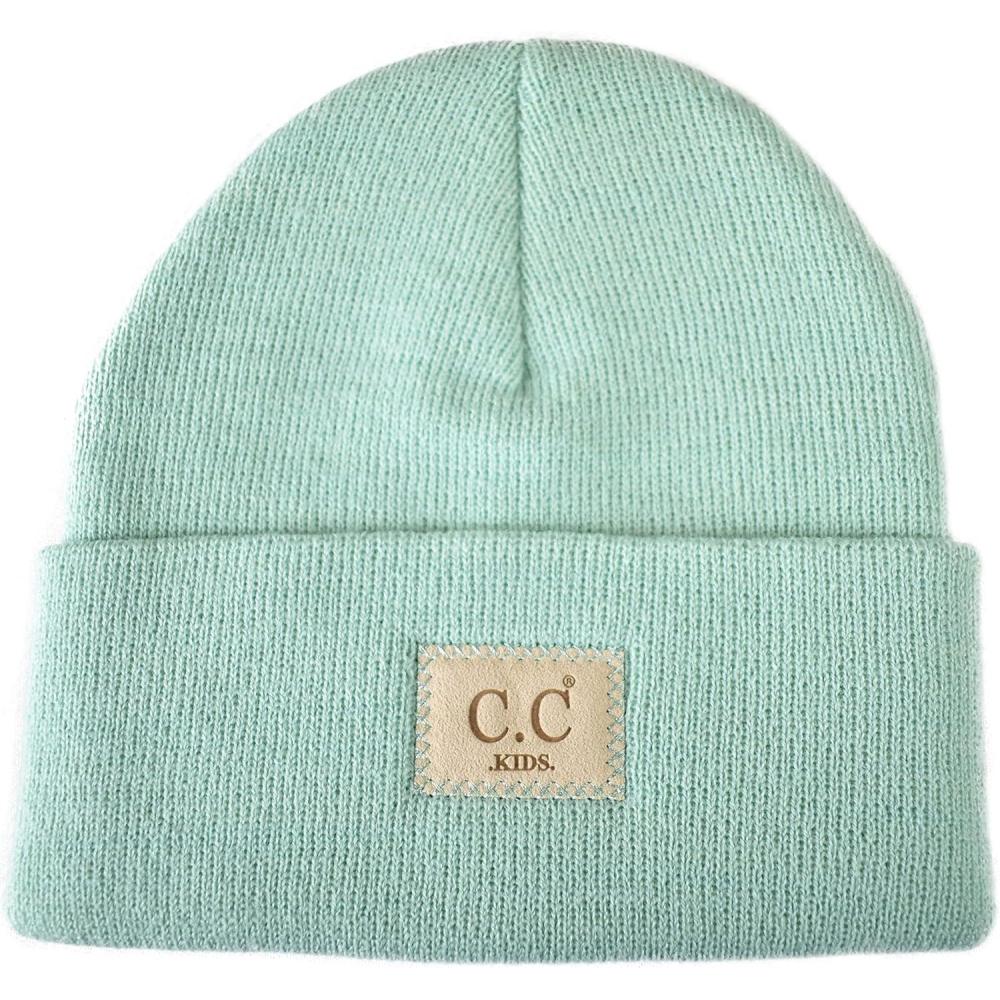 imageCC Kids Childrens Winter Knit Plain Cuff Skull Cap Beanie HatMint