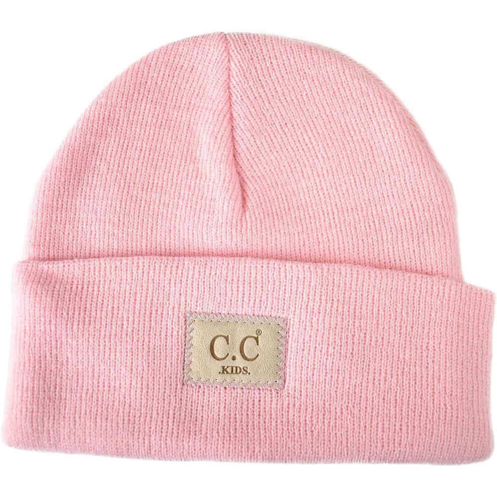 imageCC Kids Childrens Winter Knit Plain Cuff Skull Cap Beanie HatPale Pink