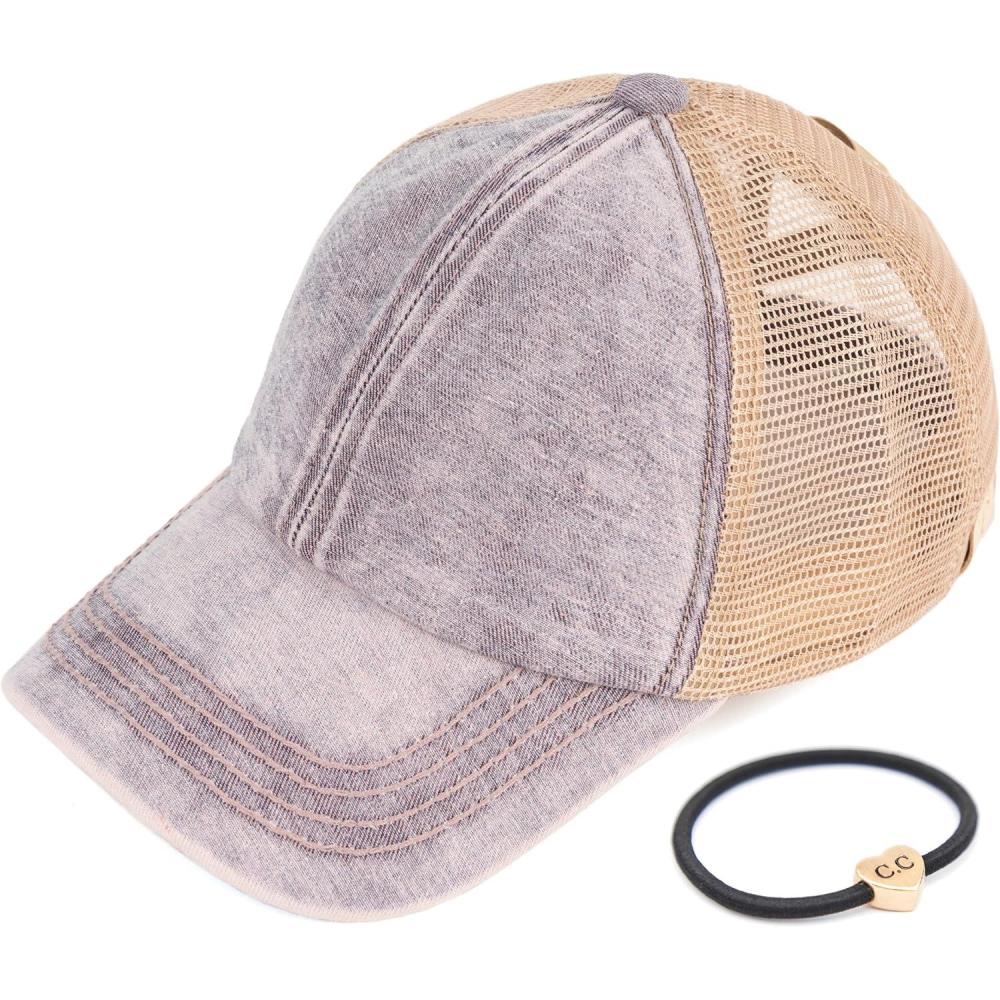 imageCC Kids CrissCross Elastic Band Stone Washed Denim Baseball Pony Cap for Kids KIDSBT1009Purple