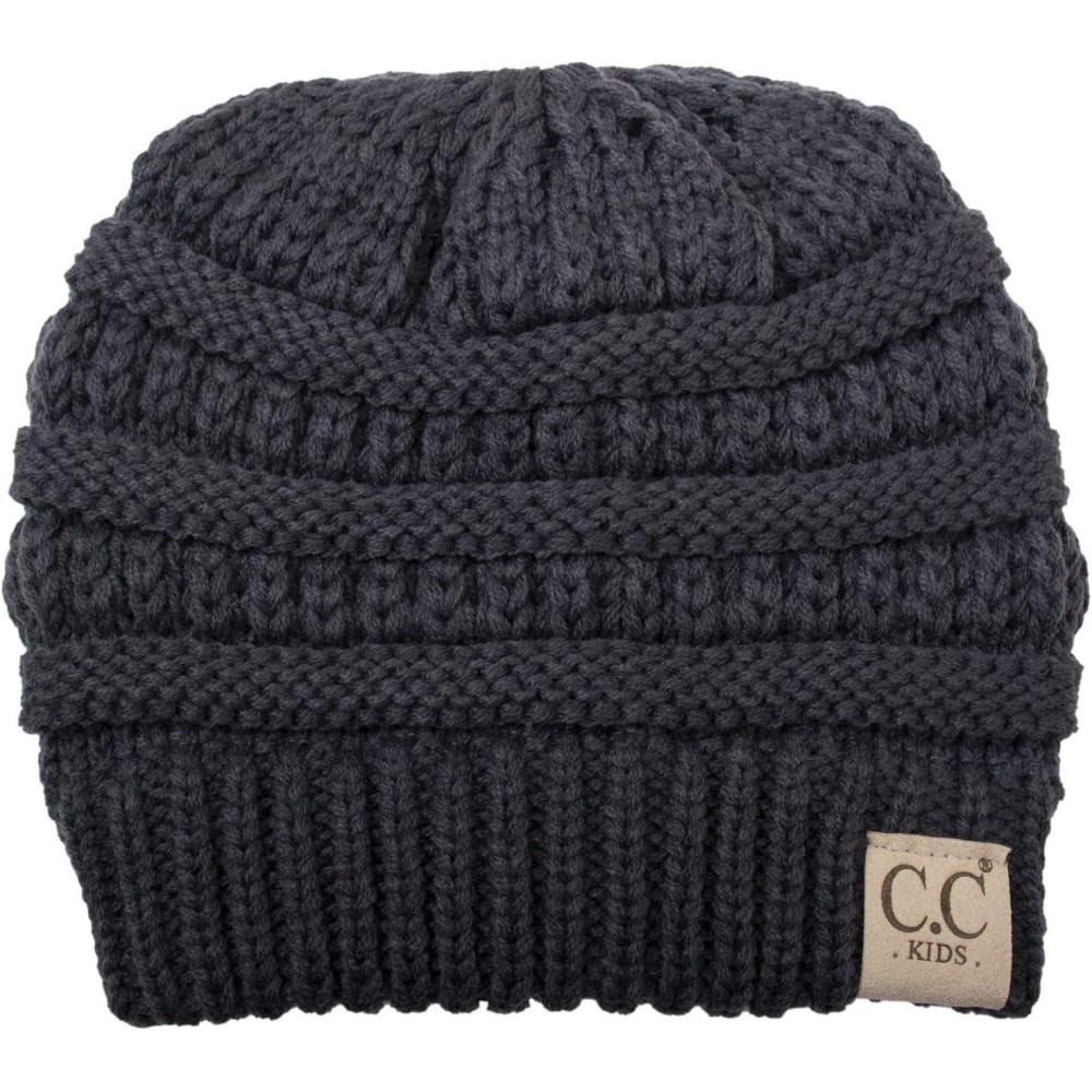 imageCC Kids Cute Warm and Comfy Childrens Knit Ski Beanie HatDk Melange Gray