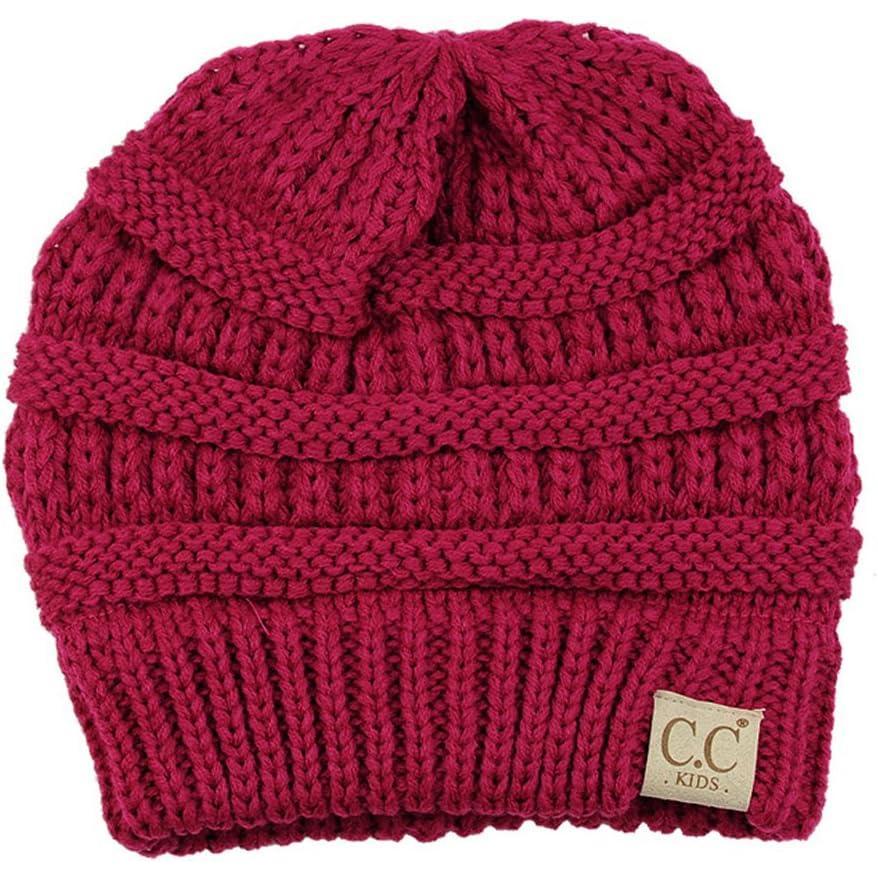 imageCC Kids Cute Warm and Comfy Childrens Knit Ski Beanie HatHot Pink
