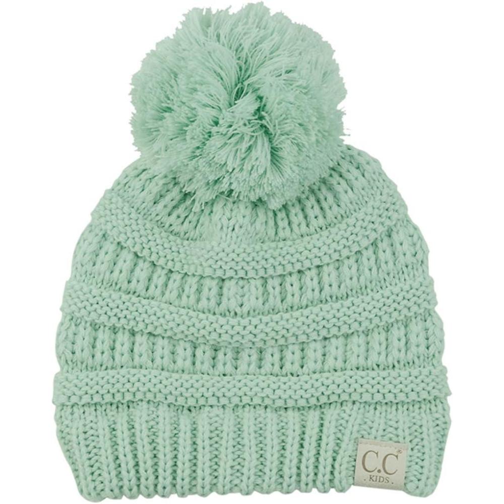 imageCC Kids Cute Warm and Comfy Pom Pom Childrens Knit Ski Beanie HatMint