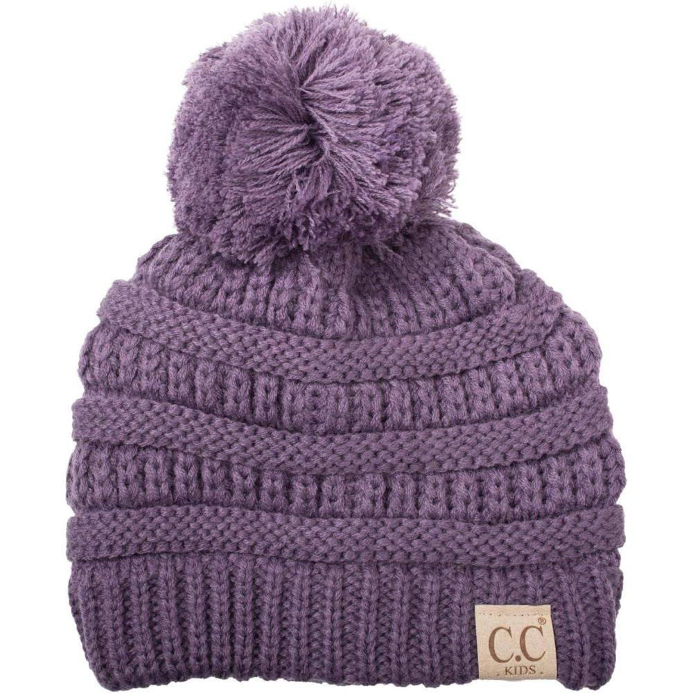 imageCC Kids Cute Warm and Comfy Pom Pom Childrens Knit Ski Beanie HatViolet
