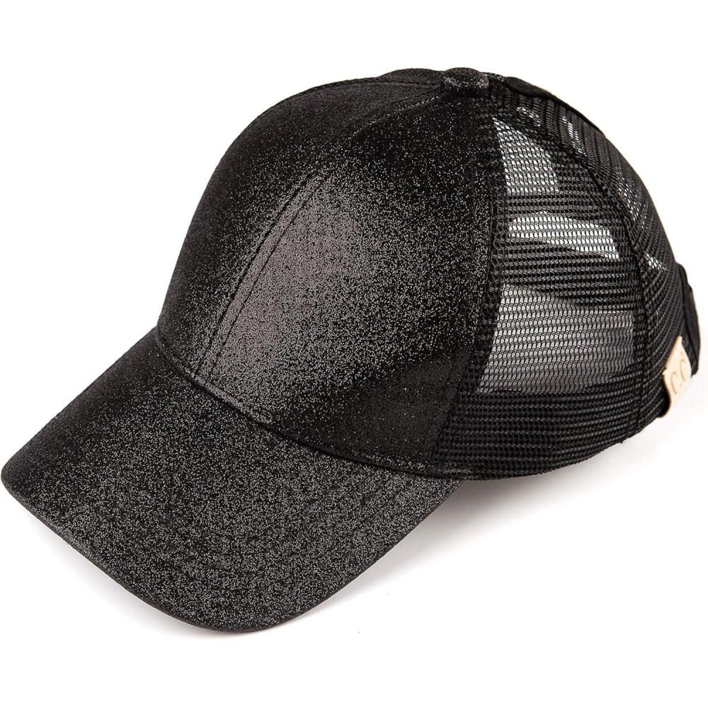 imageCC Kids Ponytail Caps Messy Buns Trucker Plain Baseball Cap BT6KIDSBlaxk