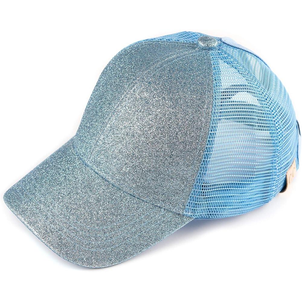 imageCC Kids Ponytail Caps Messy Buns Trucker Plain Baseball Cap BT6KIDSLt Blue