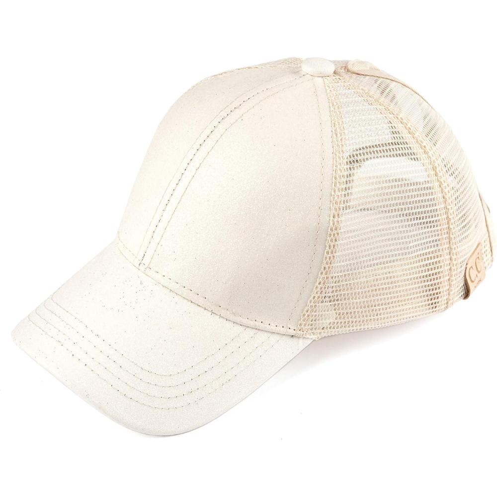 imageCC Kids Ponytail Caps Messy Buns Trucker Plain Baseball Cap BT6KIDSWhite
