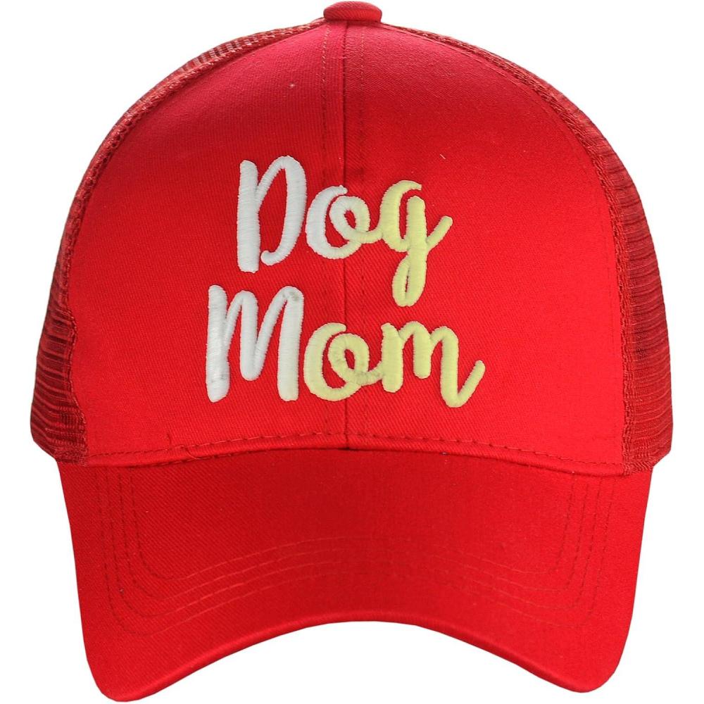 imageCC Ponycap Color Changing 3D Embroidered Quote Adjustable Trucker Baseball CapDog Mom  Red