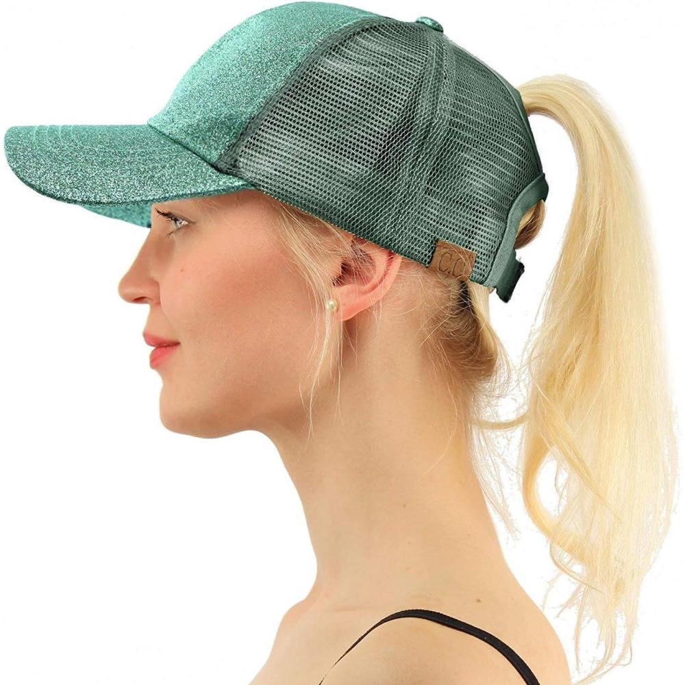 imageCC Ponytail Messy Buns Trucker Ponycaps Plain Glitter Mint Size One Size