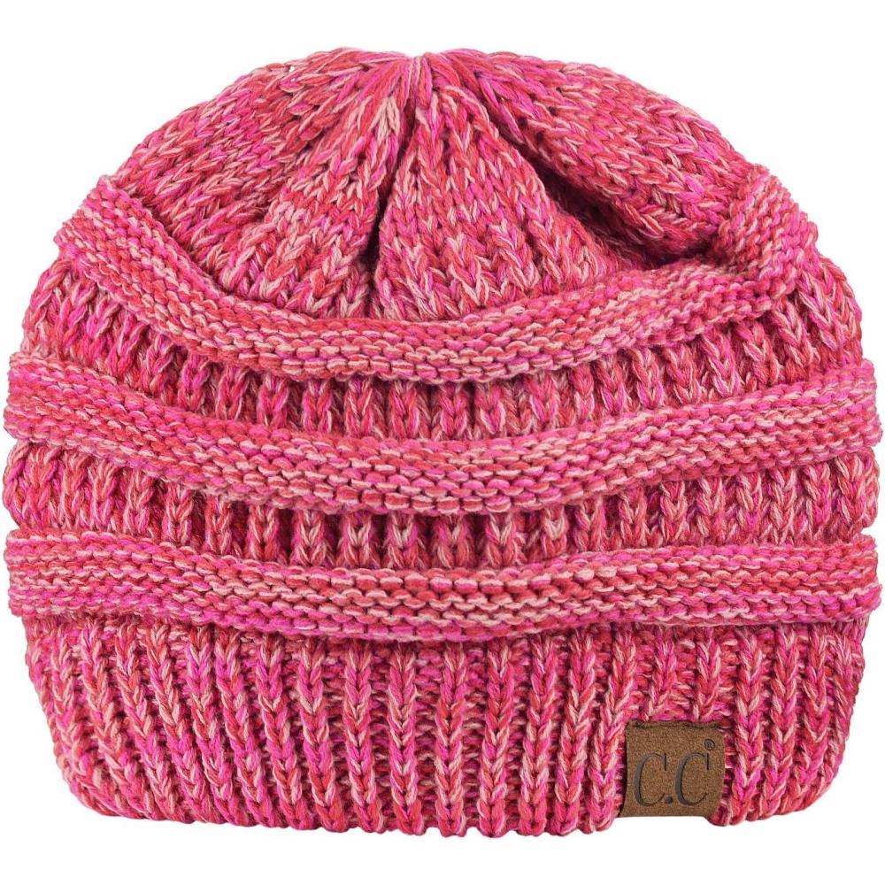imageCC Trendy Warm Chunky Soft Stretch Cable Knit Beanie3 Tone Coral