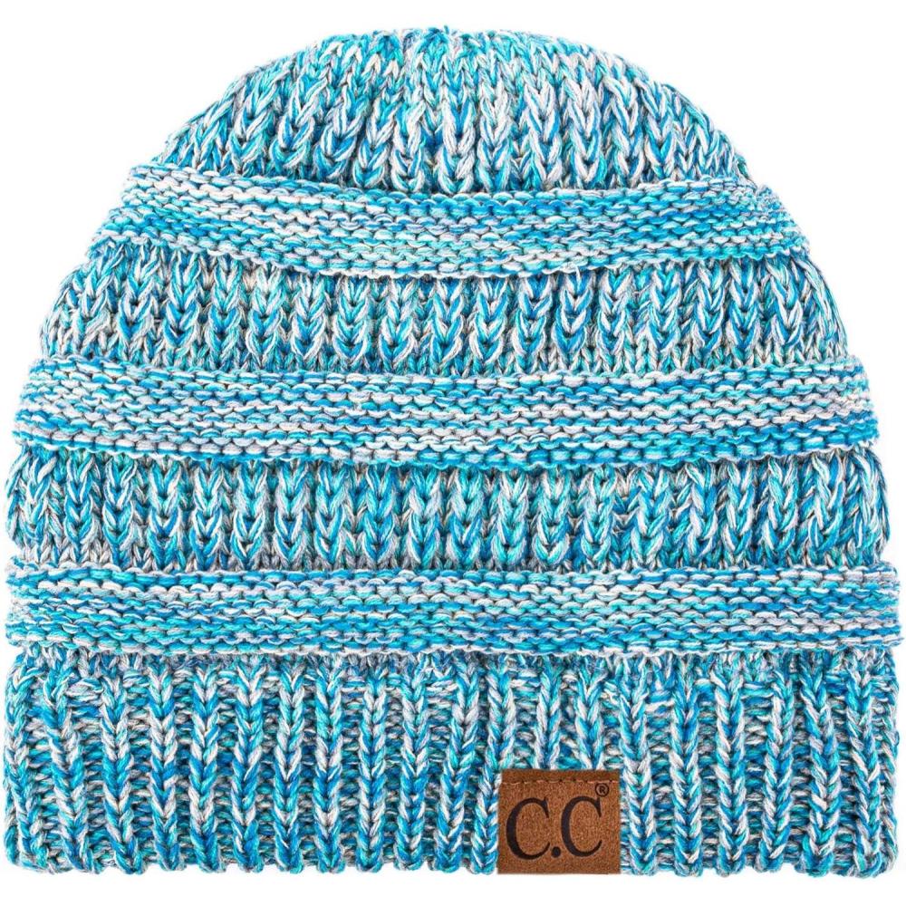 imageCC Trendy Warm Chunky Soft Stretch Cable Knit Beanie3 Tone Sky Blue
