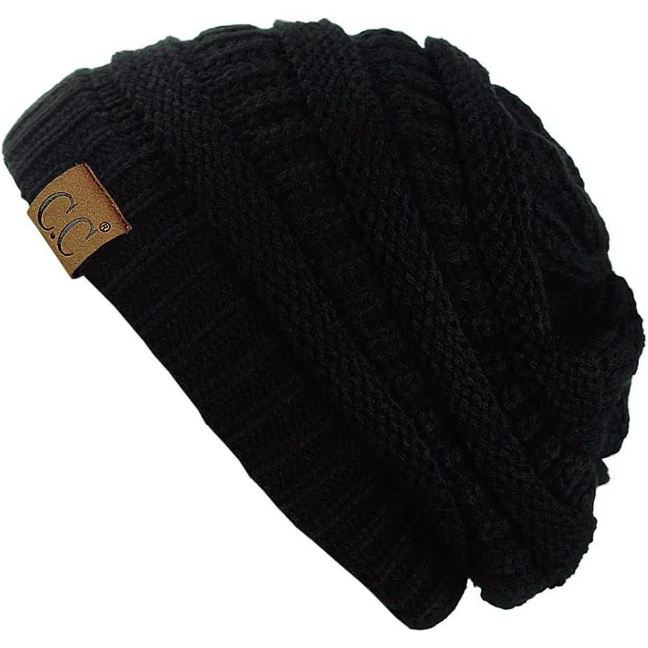 imageCC Trendy Warm Chunky Soft Stretch Cable Knit BeanieBlack