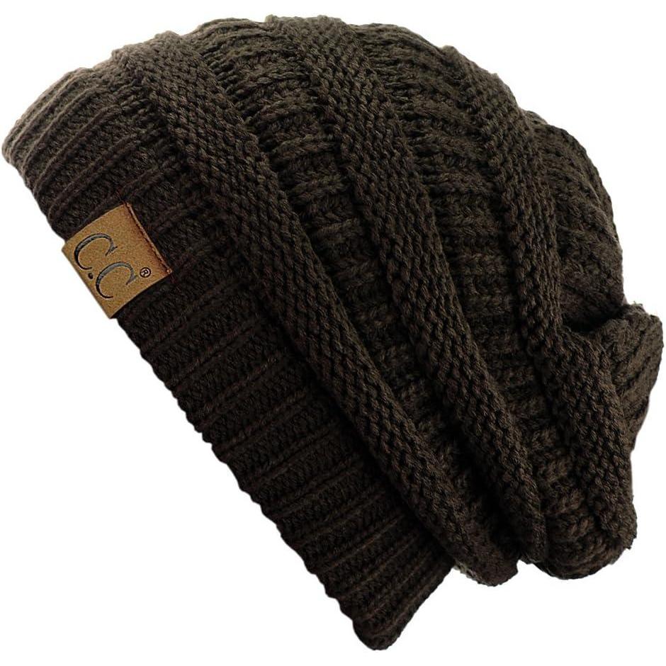 imageCC Trendy Warm Chunky Soft Stretch Cable Knit BeanieBrown