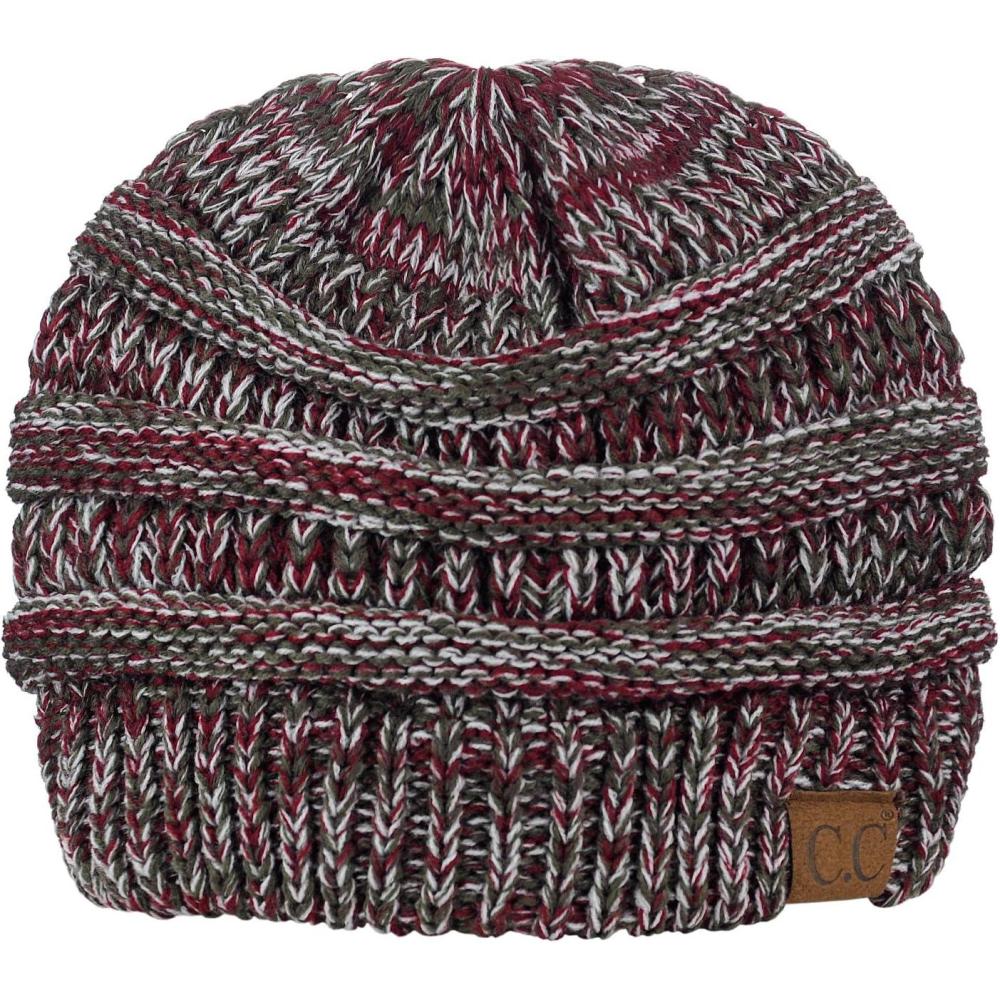 imageCC Trendy Warm Chunky Soft Stretch Cable Knit BeanieBurgOliveGray