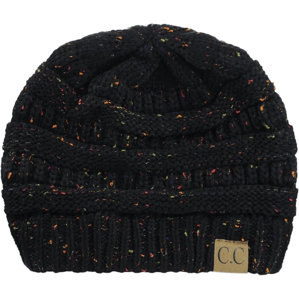 imageCC Trendy Warm Chunky Soft Stretch Cable Knit BeanieConfetti Black