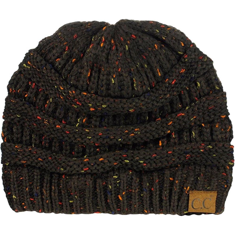 imageCC Trendy Warm Chunky Soft Stretch Cable Knit BeanieConfetti Brown