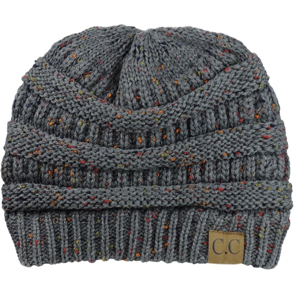 imageCC Trendy Warm Chunky Soft Stretch Cable Knit BeanieConfetti Dark Melange Gray