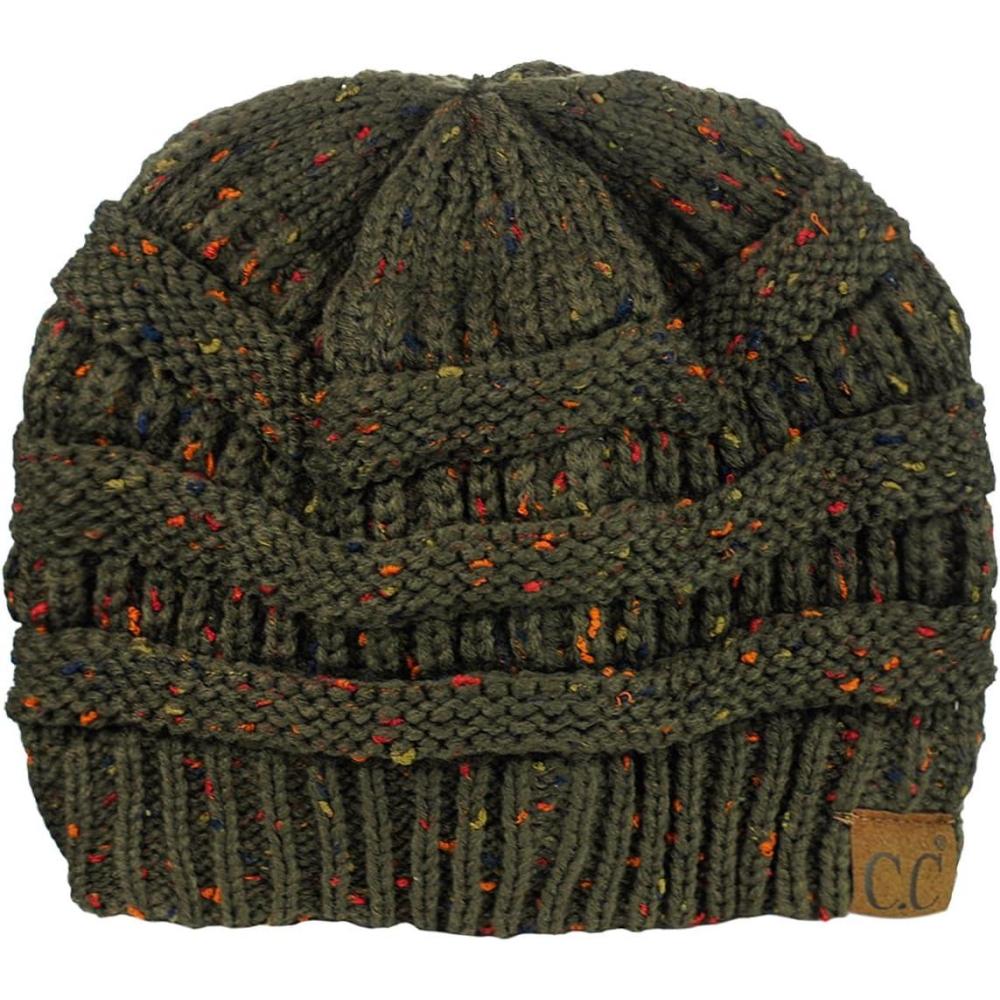 imageCC Trendy Warm Chunky Soft Stretch Cable Knit BeanieConfetti Dark Olive
