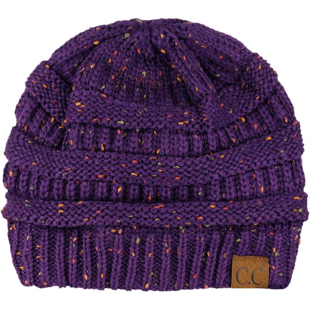 imageCC Trendy Warm Chunky Soft Stretch Cable Knit BeanieConfetti Dark Purple