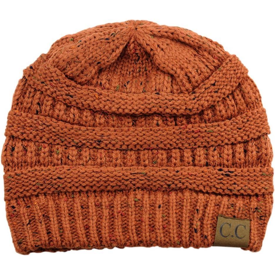imageCC Trendy Warm Chunky Soft Stretch Cable Knit BeanieConfetti Rust