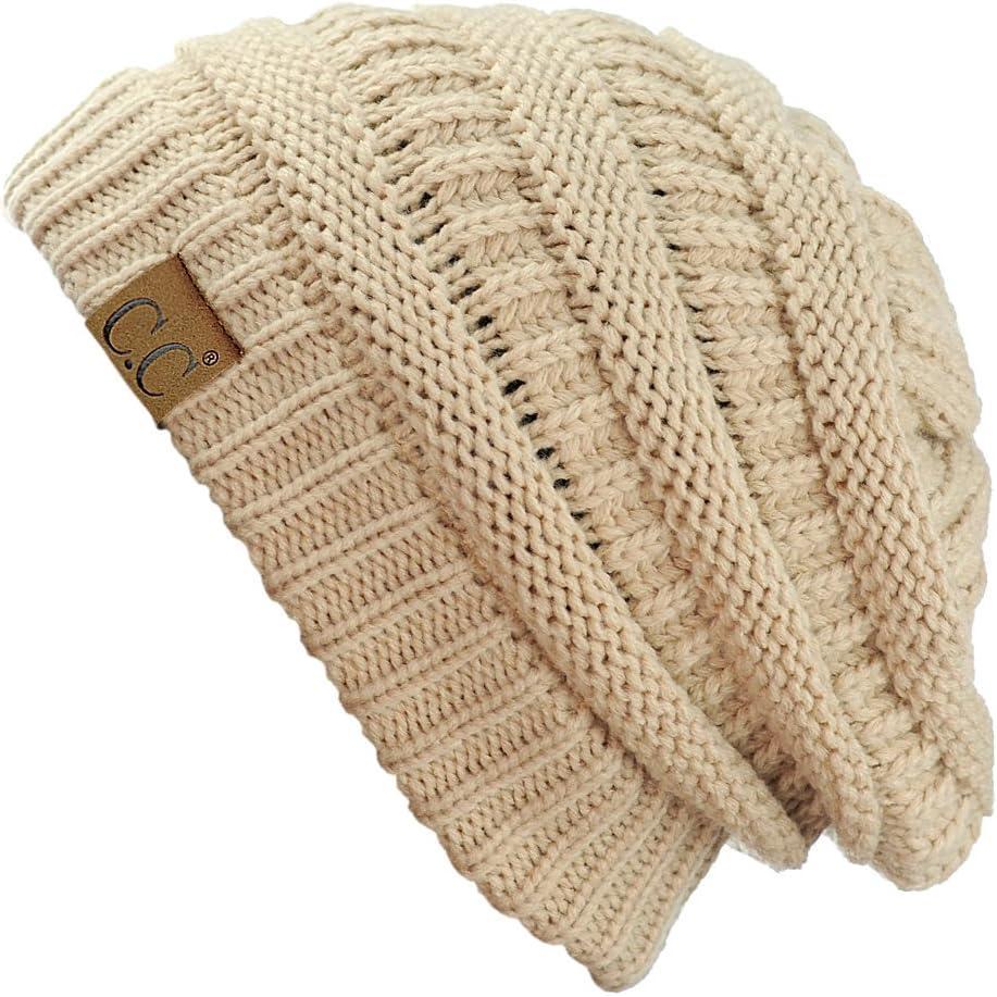 imageCC Trendy Warm Chunky Soft Stretch Cable Knit BeanieDark Beige