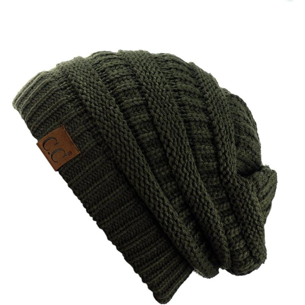 imageCC Trendy Warm Chunky Soft Stretch Cable Knit BeanieDark Olive