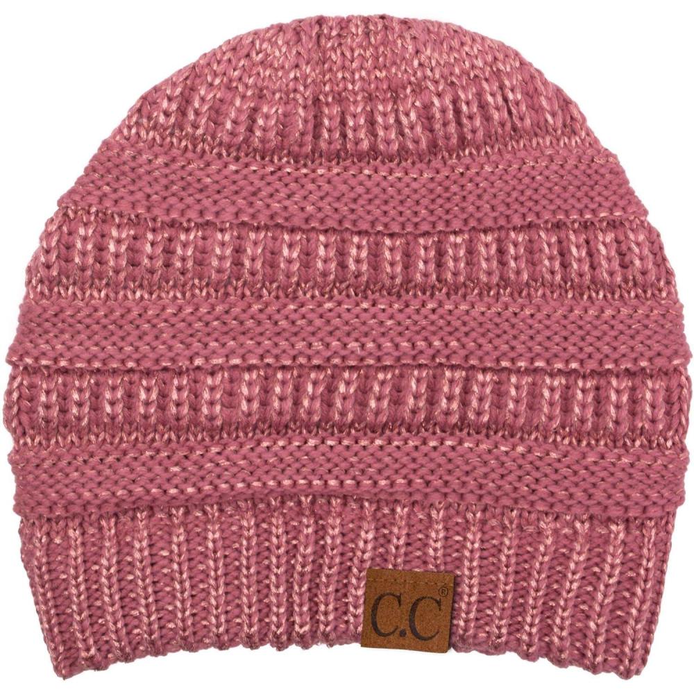 imageCC Trendy Warm Chunky Soft Stretch Cable Knit BeanieDusty Rose Metallic