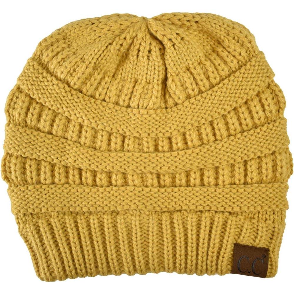 imageCC Trendy Warm Chunky Soft Stretch Cable Knit BeanieHoney Mustard