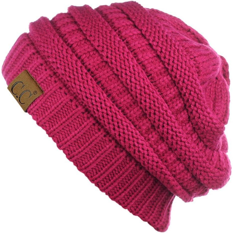 imageCC Trendy Warm Chunky Soft Stretch Cable Knit BeanieHot Pink