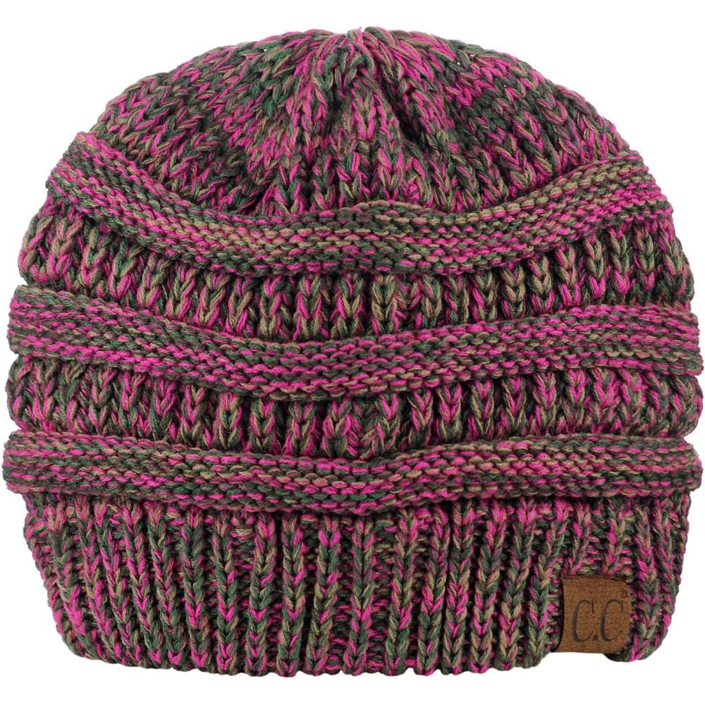 imageCC Trendy Warm Chunky Soft Stretch Cable Knit BeanieHot PkOliveCamel